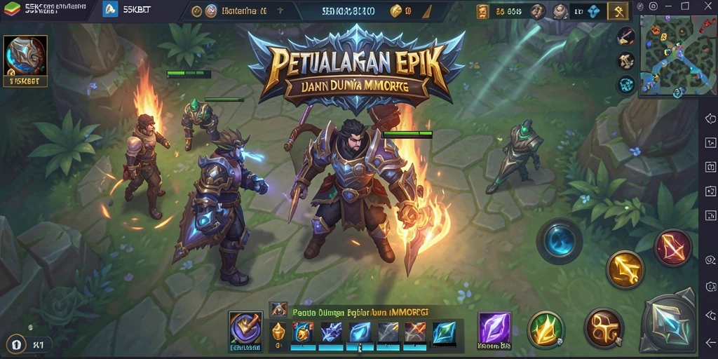 Tangkapan layar dari gameplay 55KBET menampilkan pertarungan seru di dunia MMORPG.