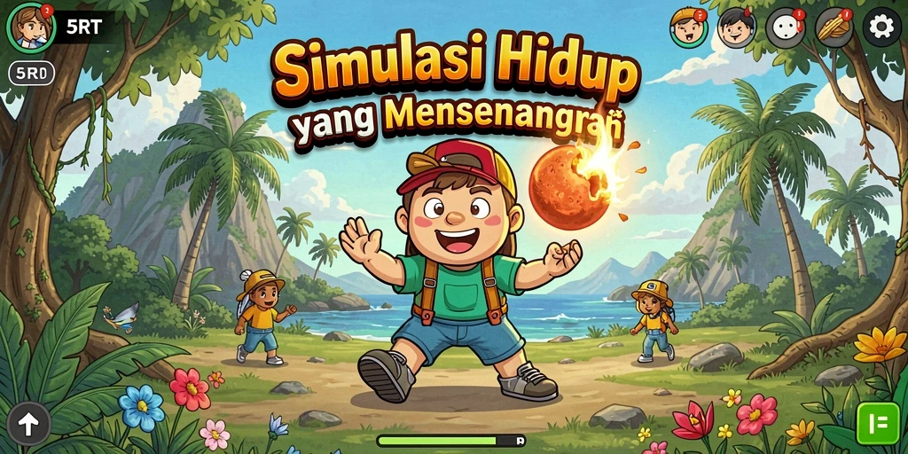 Screenshot gameplay 5RT menampilkan karakter yang sedang berinteraksi dalam dunia virtual.
