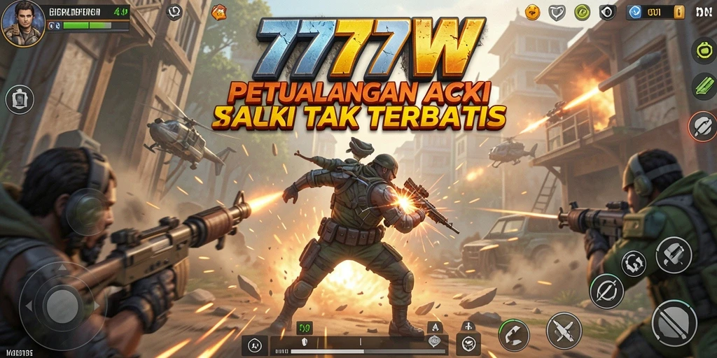 Screenshot menunjukkan aksi mendebarkan dalam 7777W.