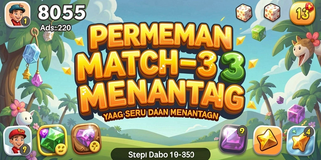 Tampilan gameplay seru dari game Match-3 8055.