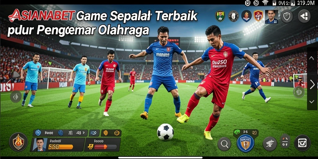 Tampilan gameplay mendebarkan dalam ASIANABET yang menunjukkan aksi sepak bola.