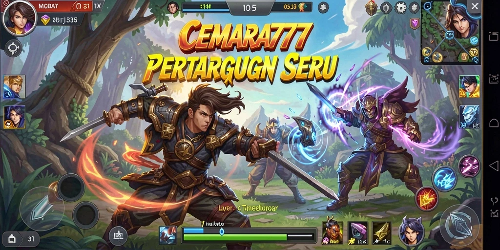 Tampilan gameplay seru dalam CEMARA777 dengan karakter MOBA yang menarik.