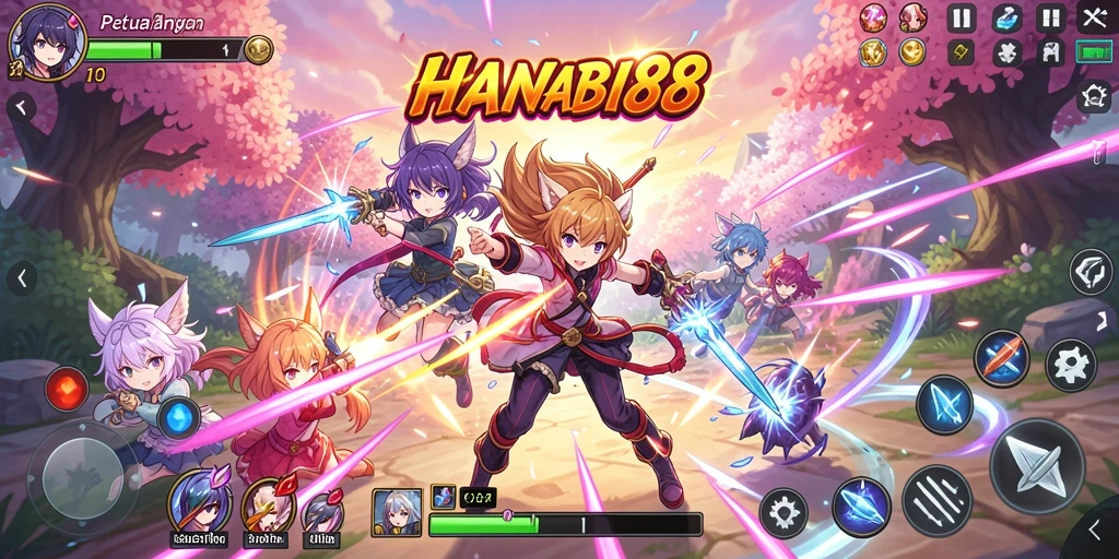 Screenshot gameplay menampilkan karakter Anime dalam aksi yang mendebarkan.