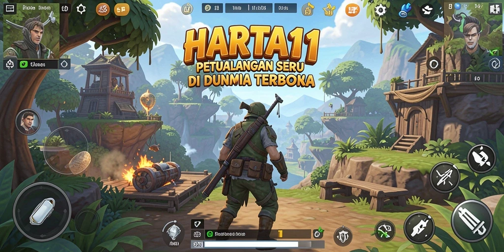 Tangkapan layar dari gameplay HARTA11 menunjukkan petualangan seru di dunia terbuka.