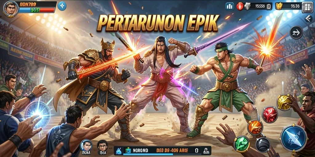 Tangkapan layar IDN789 menampilkan aksi pertarungan yang mendebarkan.