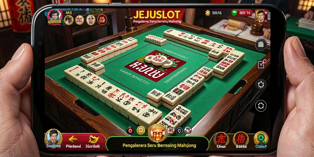 Tampilan gameplay menawan dalam JEJUSLOT yang menyajikan Mahjong.