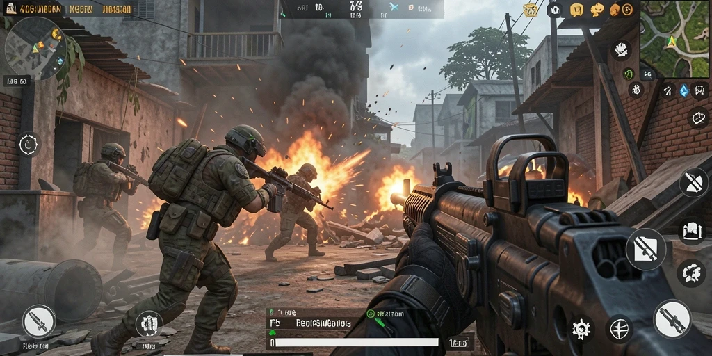 Tangkapan layar gameplay KAGANDAN menampilkan aksi intens dalam pertempuran FPS.
