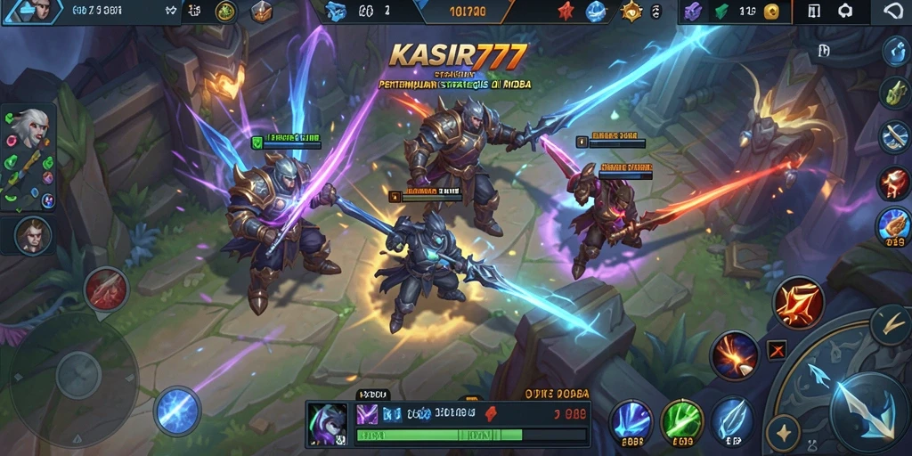 Tampilan gameplay KASIR777 yang seru dalam arena pertempuran MOBA.