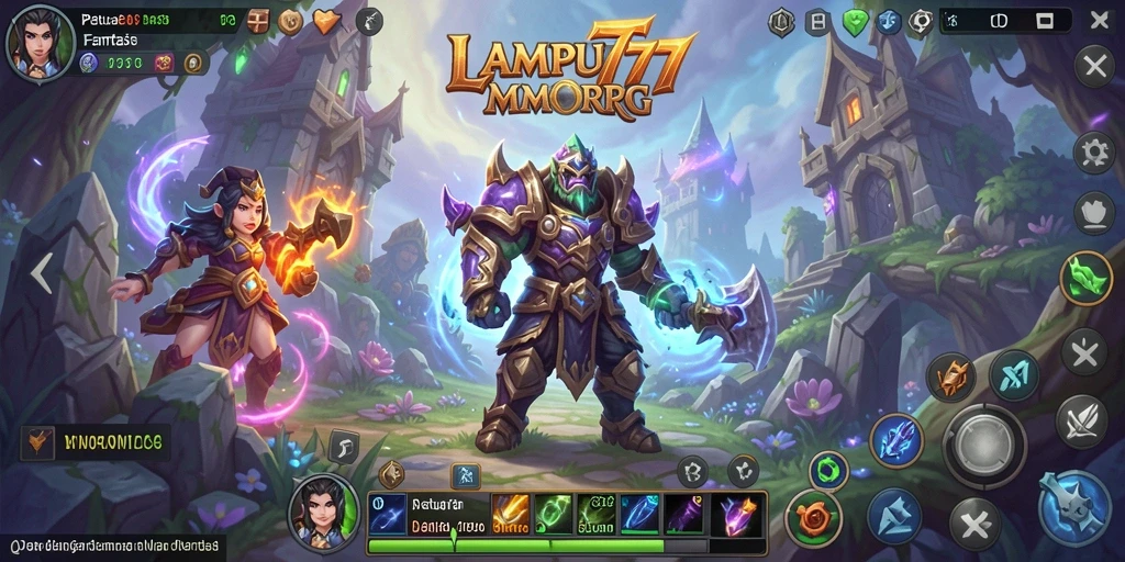 Tangkapan layar menampilkan aksi seru dalam permainan MMORPG LAMPU777.