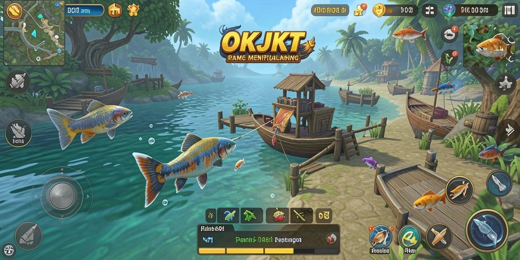 Tampilan gameplay memancing yang hidup dan menarik di OKJKT.
