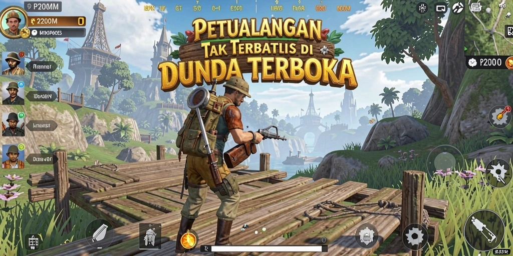 Tangkapan layar P200M menampilkan petualangan di dunia terbuka yang luas.
