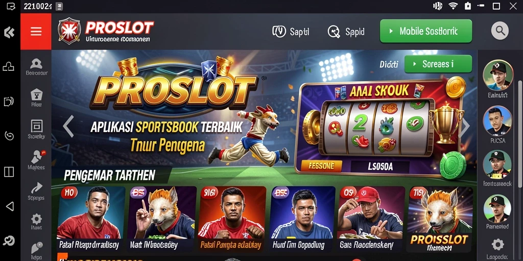 Screenshot utama PROSLOT menampilkan antarmuka taruhan yang menarik dan informatif.