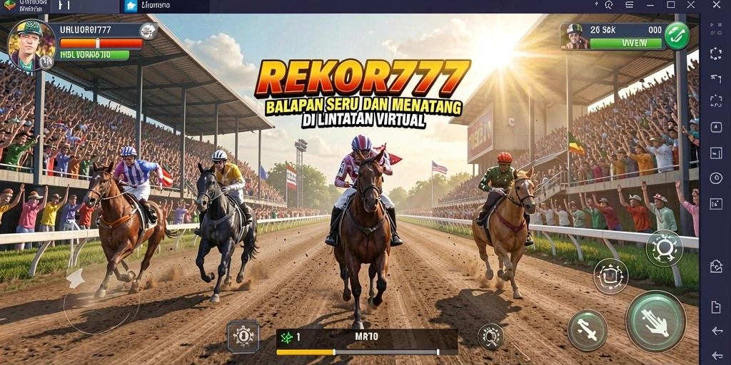 Tampilan utama gameplay REKOR777 yang menampilkan balap mobil yang mendebarkan.