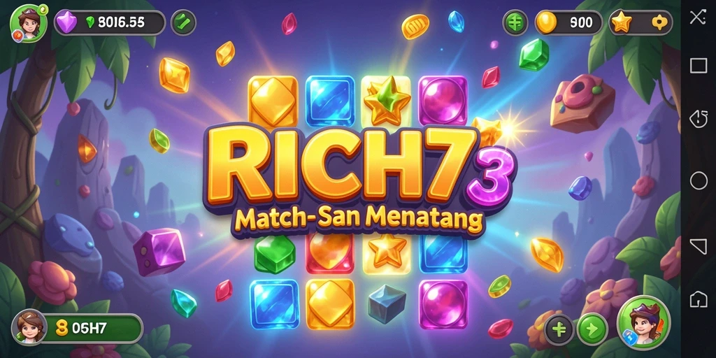 Tampilan gameplay RICH7 yang penuh warna dan menantang.