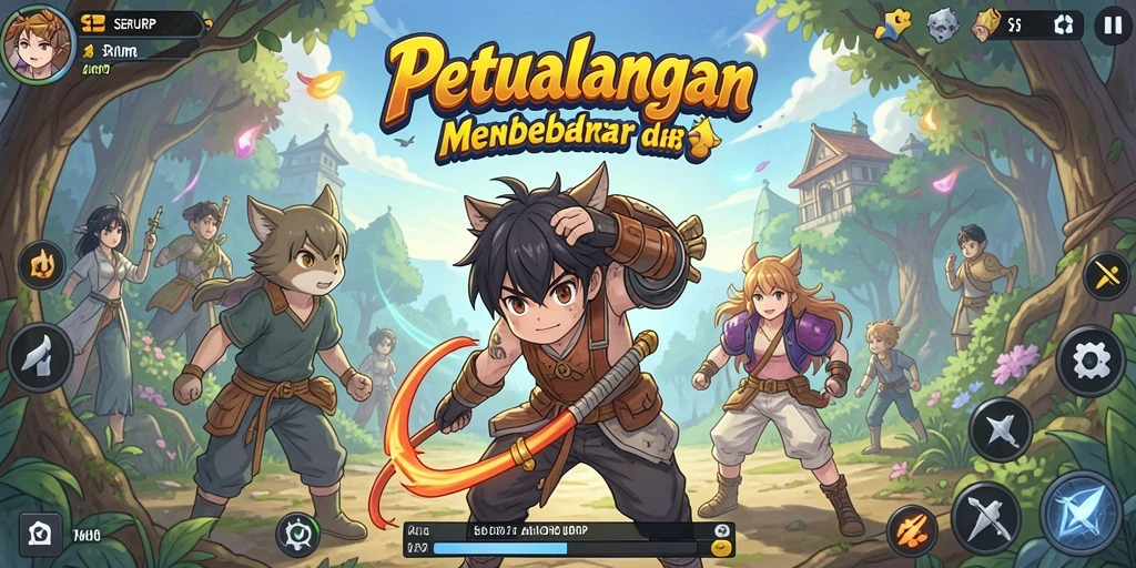 Screenshot SERURP menampilkan aksi karakter anime yang mendebarkan.