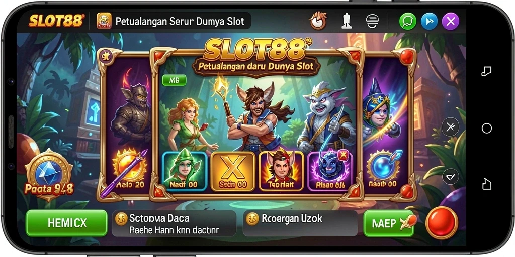 Screenshot utama SLOT88 menunjukkan gameplay petualangan yang menarik dan penuh warna.