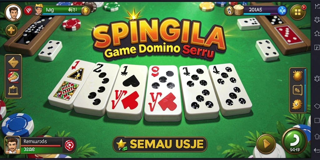 Screenshot gameplay SPINGILA menampilkan pertarungan seru dalam permainan Domino.