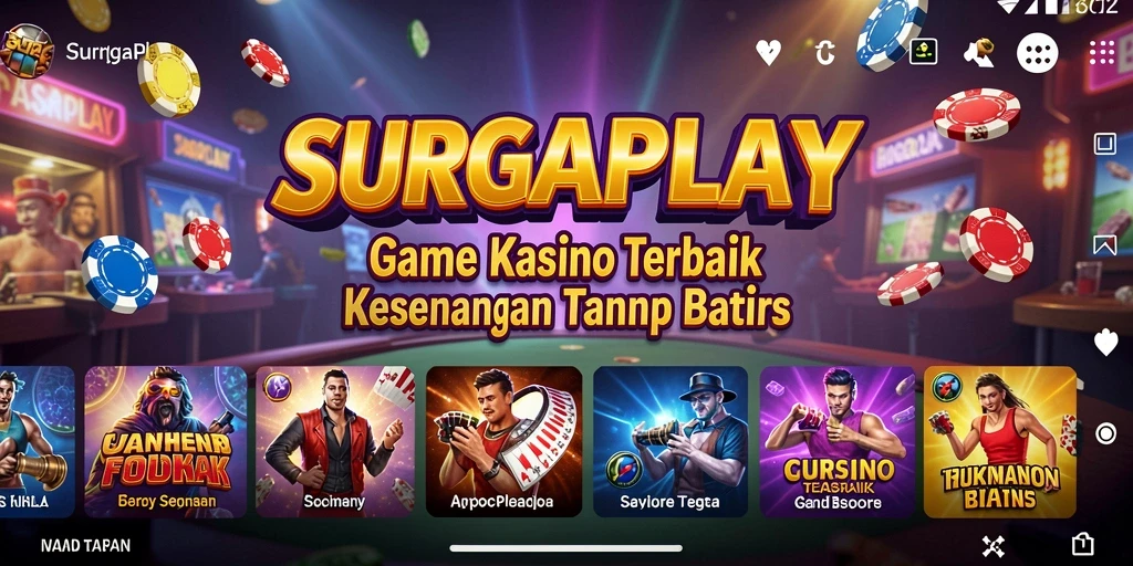 Screenshot utama SURGAPLAY menampilkan gameplay kasino yang penuh aksi.