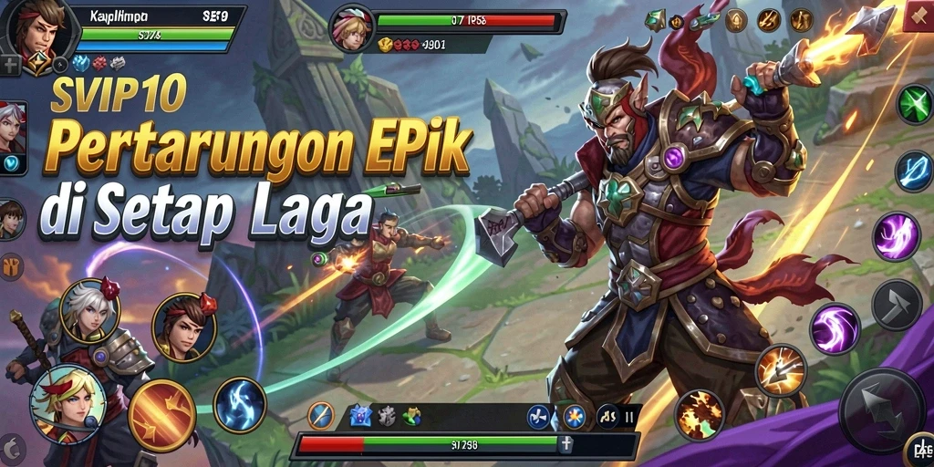 Tangkapan layar dari gameplay <strong>SVIP10</strong> menampilkan pertarungan dinamis dan karakter yang beraksi.