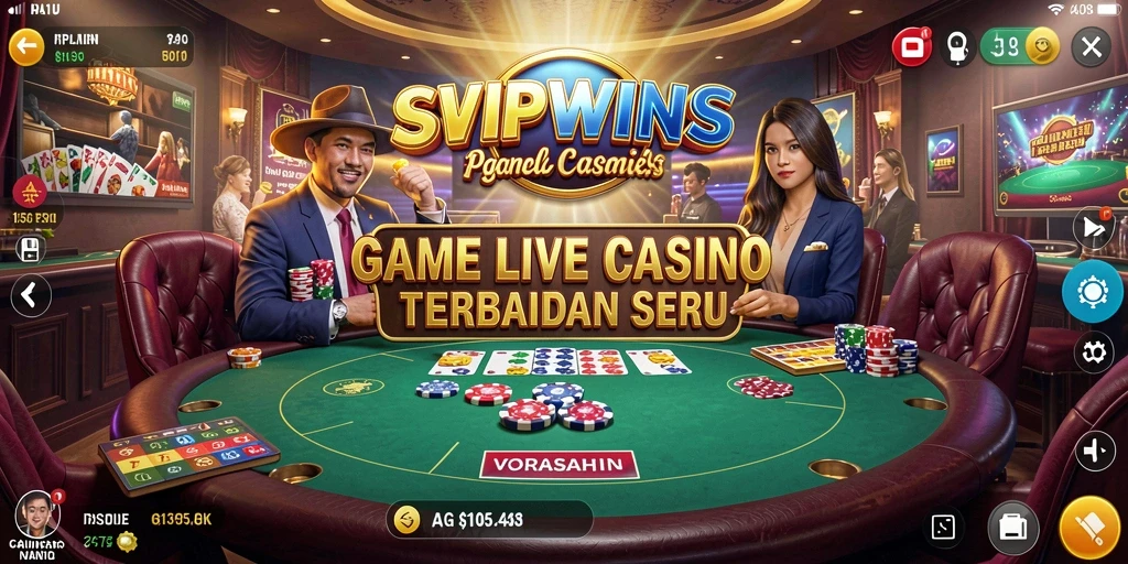 Screenshot gameplay SVIPWINS menunjukkan pengalaman Live Casino yang mendebarkan.