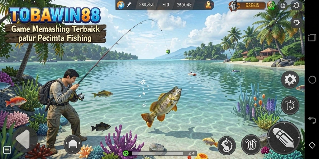 Tampilan gameplay yang menakjubkan dari TOBAWIN88 dengan aksi memancing yang seru.