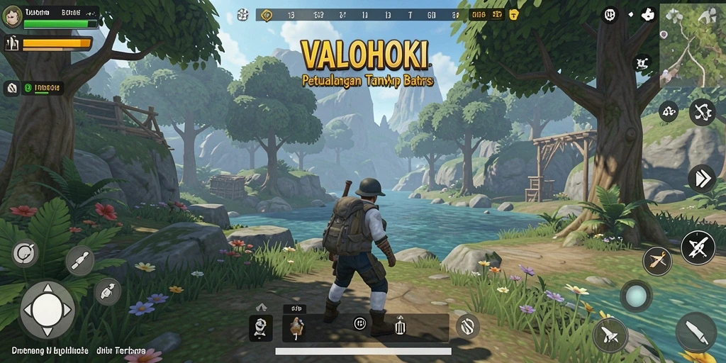 Tampilan gameplay VALOHOKI yang menakjubkan di dunia terbuka.